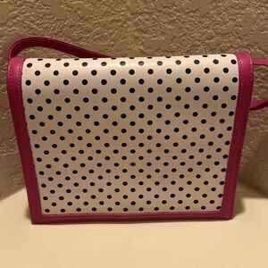 Valentino Garavani Black & White Polka Dot Crossbody Bag Purse Pink Trim Preppy